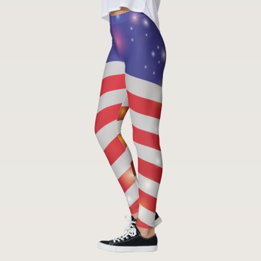 USA Stars & Stripes American Flag Light & Firework Leggings (Links)