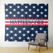 USA Stars Stripes ⭐ Monogram Dazzling Wandteppich (Beispiel (Horizontal))
