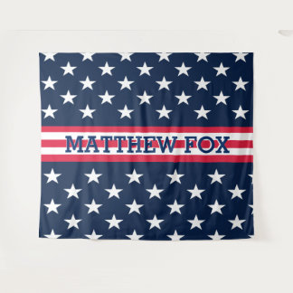 USA Stars Stripes ⭐ Monogram Dazzling Wandteppich