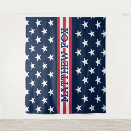 USA Stars Stripes ⭐ Monogram Dazzling Wandteppich