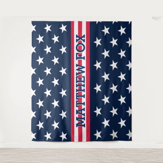 USA Stars Stripes ⭐ Monogram Dazzling Wandteppich (Vorderseite)