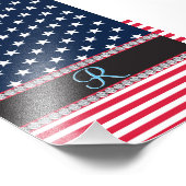 USA Stars Stripes Script Monogram Dazzling Fotodruck (Ecke)