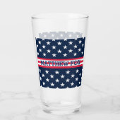 USA Stars Stripes Script Monogram Dazzling Glas (Rückseite)
