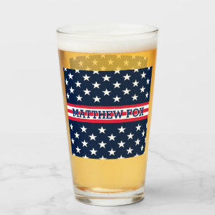 USA Stars Stripes Script Monogram Dazzling Glas