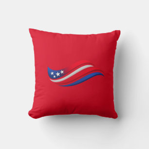 USA Stars & Stripes Wave Wurfkissen   Rot Weiß Kissen