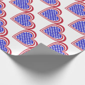 USA/Stars und Streifen Flagge-inspirierte Herzen Geschenkpapier (Ecke)