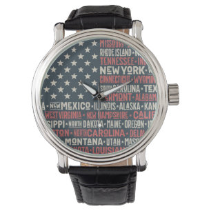 USA  States u. Kapitalien Armbanduhr