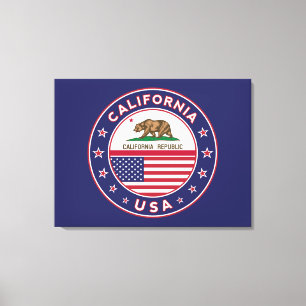 USA_STATES - WITH_FLAG_California_circle_with_flag Leinwanddruck