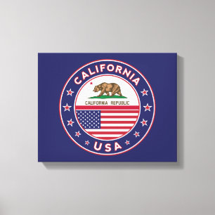 USA_STATES - WITH_FLAG_California_circle_with_flag Leinwanddruck