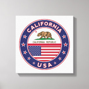 USA_STATES - WITH_FLAG_California_circle_with_flag Leinwanddruck