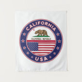 USA_STATES - WITH_FLAG_California_circle_with_flag Wandteppich (Vorderseite)