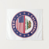 USA_STATES - WITH_FLAG_California_circle_with_flag Wandteppich (Vorderseite (Horizontal))