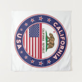 USA_STATES - WITH_FLAG_California_circle_with_flag Wandteppich (Vorderseite (Horizontal))