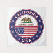 USA_STATES - WITH_FLAG_California_circle_with_flag Wandteppich (Vorderseite)