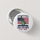 USA Statue of Liberty 250 Years 1776-2026 Button (Vorne & Hinten)