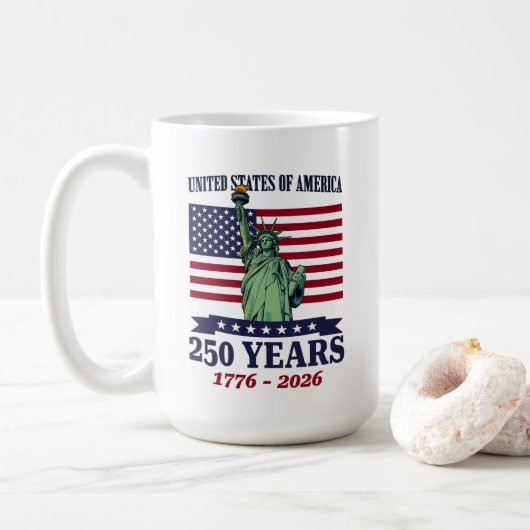 USA Statue of Liberty 250 Years 1776-2026 Kaffeetasse (Mit Donut)