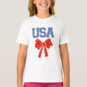 USA Stern Coquette Schleife - Patriotisch 4. Juli T-Shirt