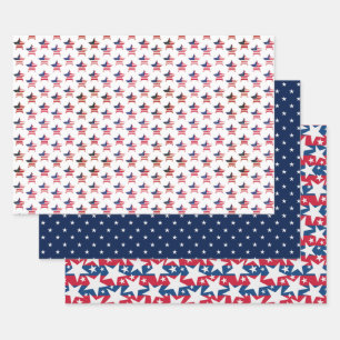 USA Sterne Geschenkpapier Set