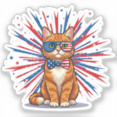 USA Sternexplosion Cat - Patriotic Aufkleber (Vorderseite)