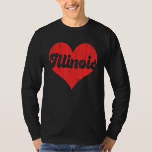 USA Stolz Amerika Staatsflagge Herz Liebe Illinois T-Shirt
