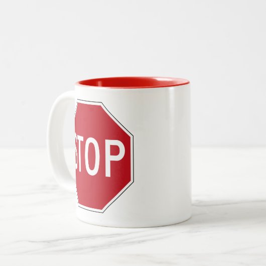 USA-Stoppschild Zweifarbige Tasse (Vorderseite Links)