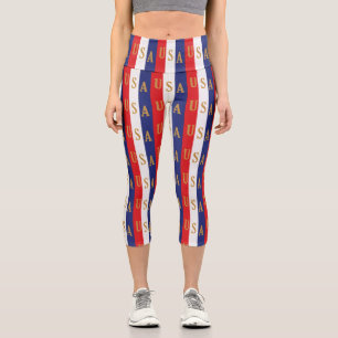 USA-Streifen-Dekor Capri Leggings