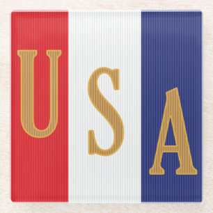 USA-Streifen-Dekor Glasuntersetzer
