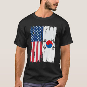 USA Südkorea Halbamerikanische Flaggenstaaten T-Shirt