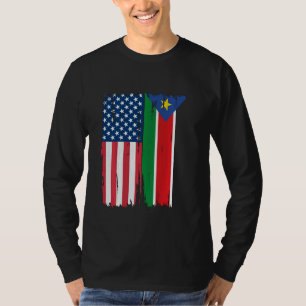 USA Südsudan Halbamerikanische Flaggenroots T-Shirt
