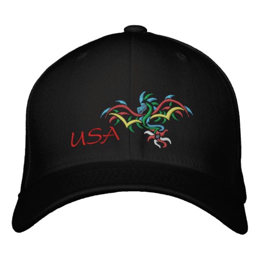 USA SUN DRAGON BESTICKTE KAPPE (Vorderseite)