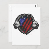 USA Superhero Costume Flag T - Shirt Postkarte (Vorne/Hinten)