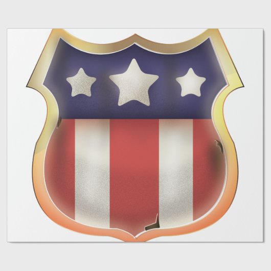 USA Superhero Vintag Shield. Geschenkpapier (Flach)
