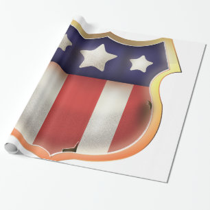 USA Superhero Vintag Shield. Geschenkpapier