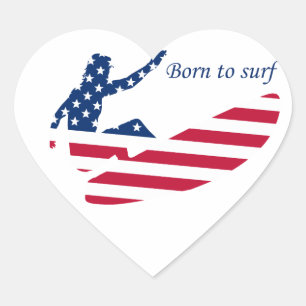 USA surfen amerikanischer Surfer Herz-Aufkleber