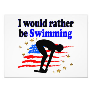 USA SWIMMER DESIGN ICH WÜRDE SEHR SCHWIMMEN FOTODRUCK