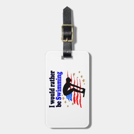 USA SWIMMER DESIGN ICH WÜRDE SEHR SCHWIMMEN GEPÄCKANHÄNGER (Vorderseite vertikal)