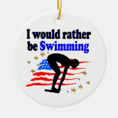 USA SWIMMER DESIGN ICH WÜRDE SEHR SCHWIMMEN KERAMIKORNAMENT (Vorne)