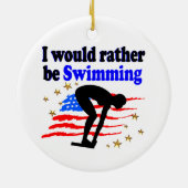 USA SWIMMER DESIGN ICH WÜRDE SEHR SCHWIMMEN KERAMIKORNAMENT (Hinten)