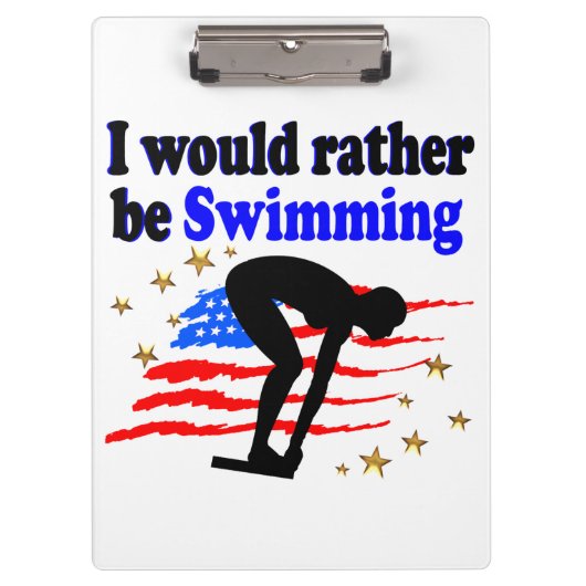 USA SWIMMER DESIGN ICH WÜRDE SEHR SCHWIMMEN KLEMMBRETT (Vorderseite)