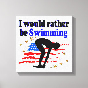 USA SWIMMER DESIGN ICH WÜRDE SEHR SCHWIMMEN LEINWANDDRUCK