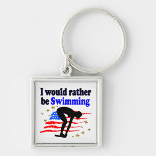 USA SWIMMER DESIGN ICH WÜRDE SEHR SCHWIMMEN SCHLÜSSELANHÄNGER