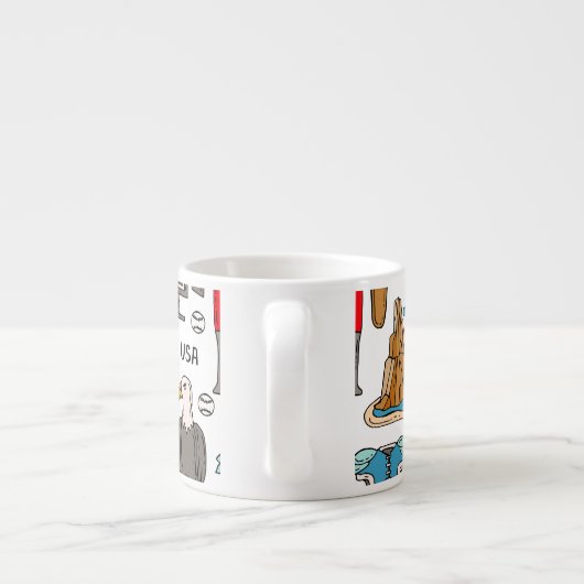 USA Symbole Vintag Nahtloses Muster Espressotasse (Rückseite)