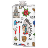 USA Symbole Vintag Nahtloses Muster Flachmann (Links)