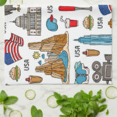 USA Symbole Vintag Nahtloses Muster Geschirrtuch (Gefaltet)