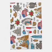 USA Symbole Vintag Nahtloses Muster Geschirrtuch (Vertikal)