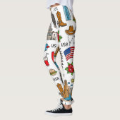USA Symbole Vintag Nahtloses Muster Leggings (Links)