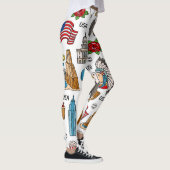 USA Symbole Vintag Nahtloses Muster Leggings (Rechts)