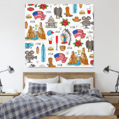 USA Symbole Vintag Nahtloses Muster Leinwanddruck (Insitu (Schlafzimmer))