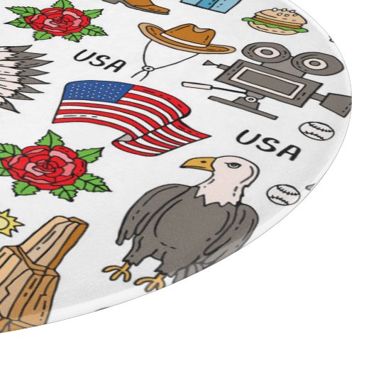 USA Symbole Vintag Nahtloses Muster Schneidebrett (Ecke)