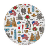 USA Symbole Vintag Nahtloses Muster Schneidebrett (Vorderseite)